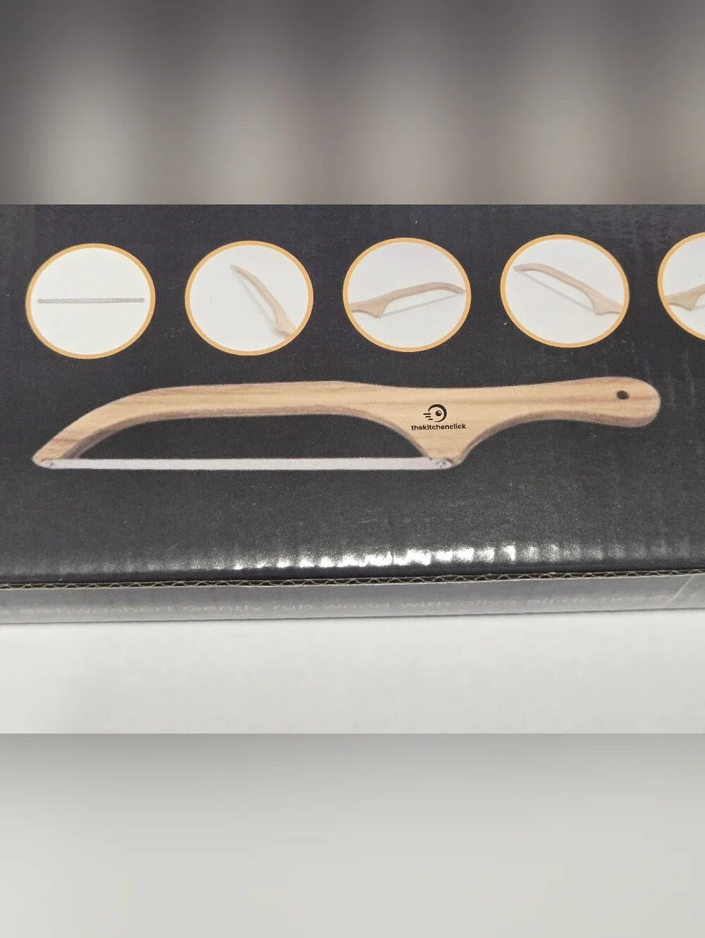 KitchenClick 16” Wooden Bow Bread Knife Beechwood 3 Blades New in Box